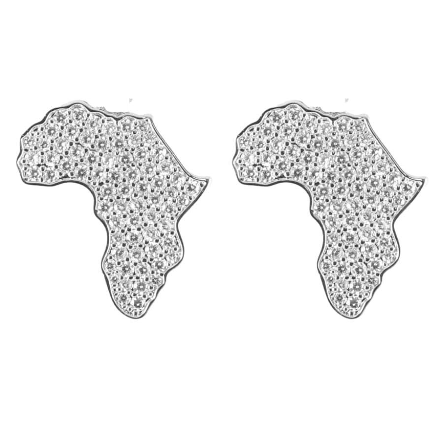 Silver CZ Africa Stud Earrings
