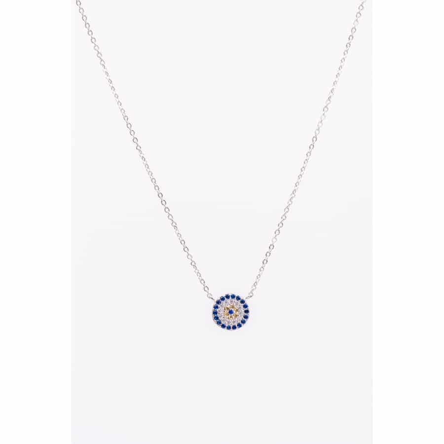 Silver Evil Eye Necklace with CZ
