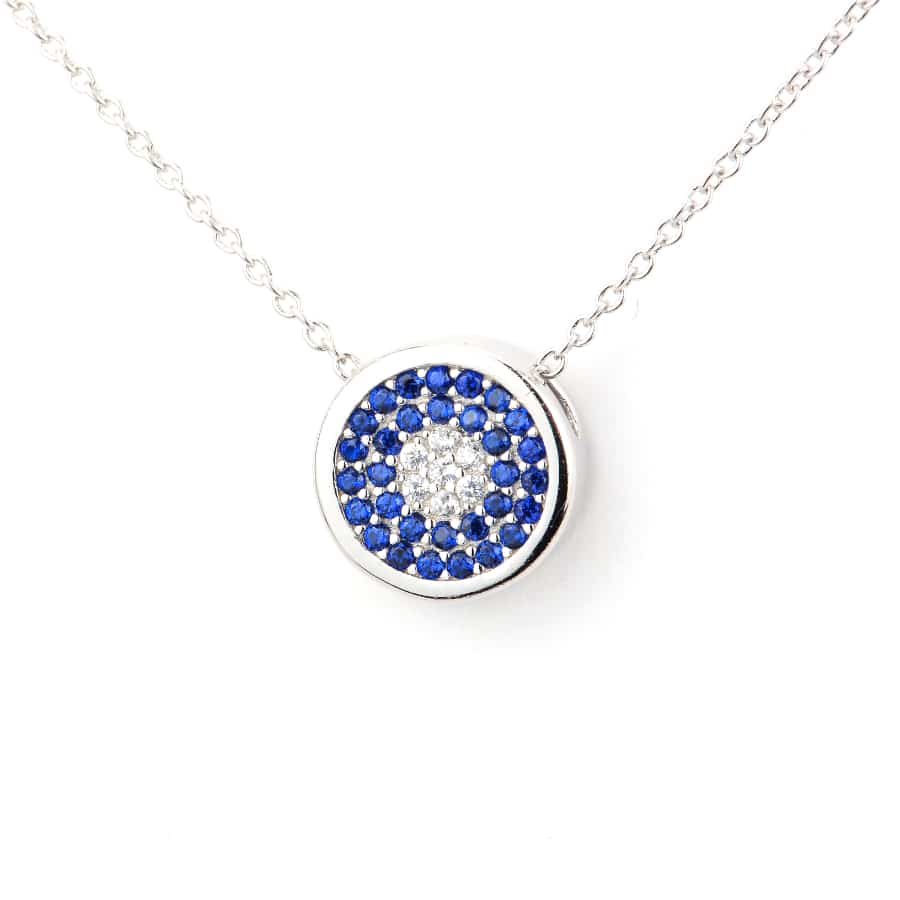 Silver White & Blue Necklace