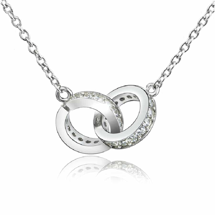 Silver Interlocking Double Circles Necklace